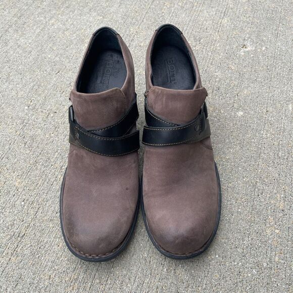 Born Harness Ankle Boots Womens Size 8 Brown Blocked Heel Slip On Suede Leather - Picture 2 of 10